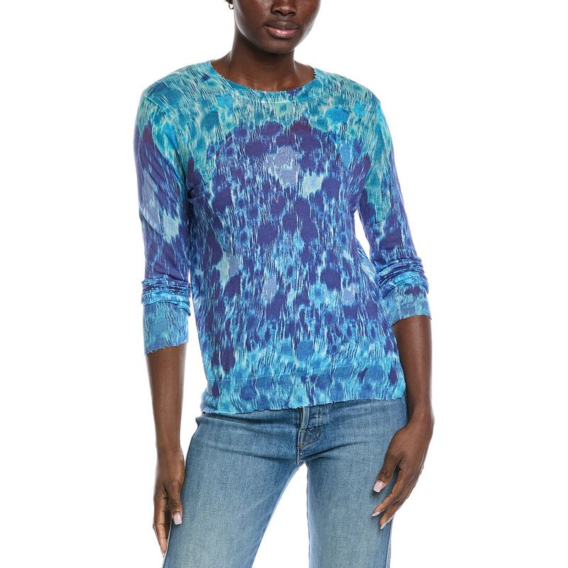 Autumn Cashmere Womens Gradient Distressed Top, Blue